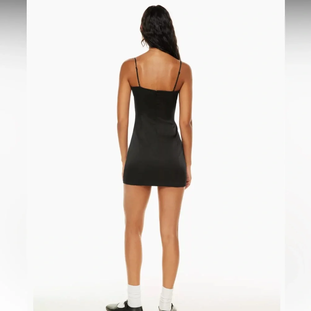 Sunday Best Black Satin Slip Mini Dress